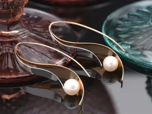 Rose and White Gold Earrings with Cultured Pearls "Lily"