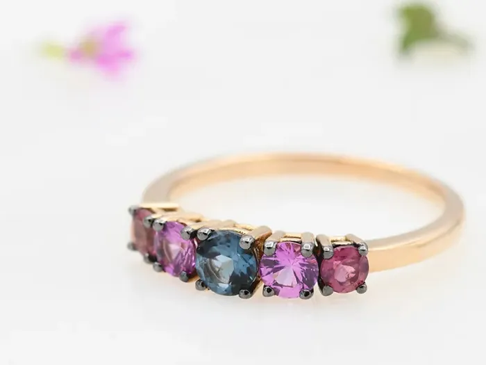 Rose Gold Ring with London Blue Topazes