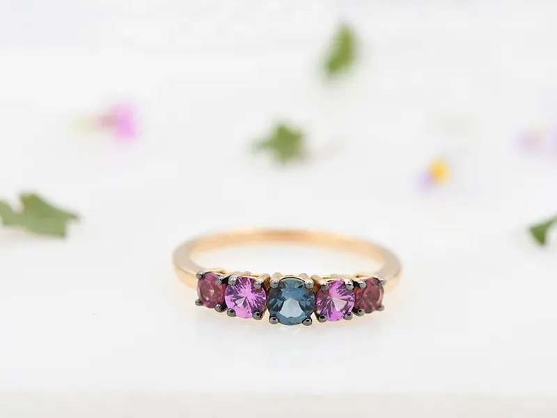 Rose Gold Ring with London Blue Topazes