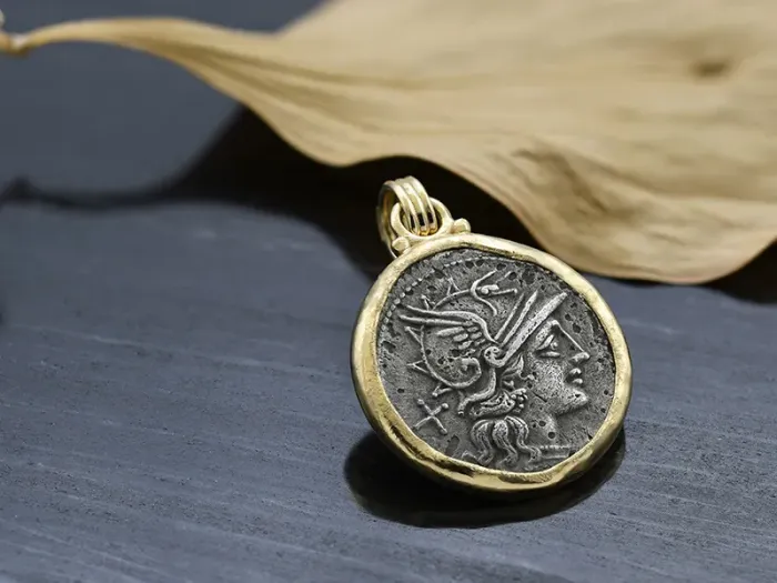 Gold Pendant with Ancient Roman Coin