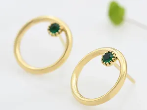 18K Gold Earrings with Emeralds