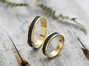 18K Gold Ring with black Rhodium