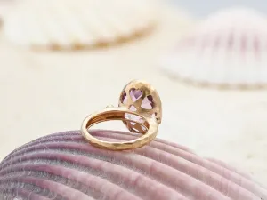 Anillo de Oro Rosa con Amatista y Diamantes