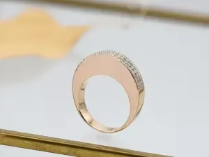 Anillo de Oro Rosa Apilable con Pavé