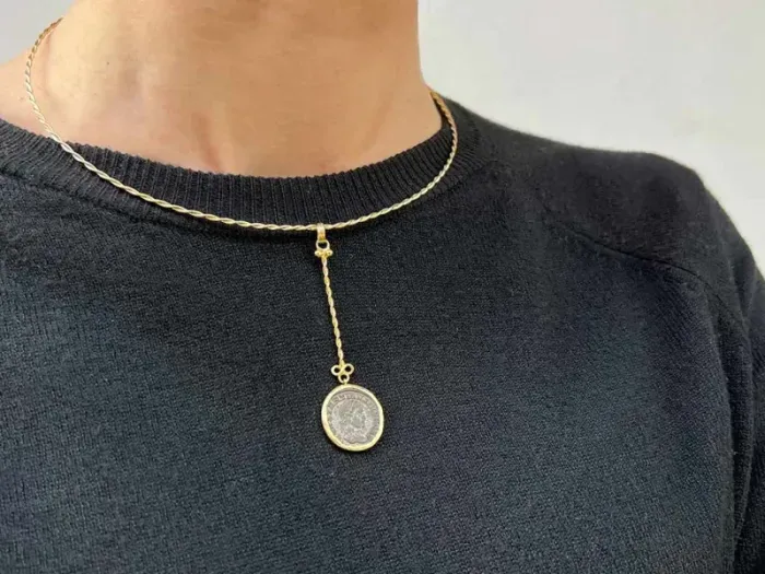 18K Gold Pendant with Ancient Roman Coin