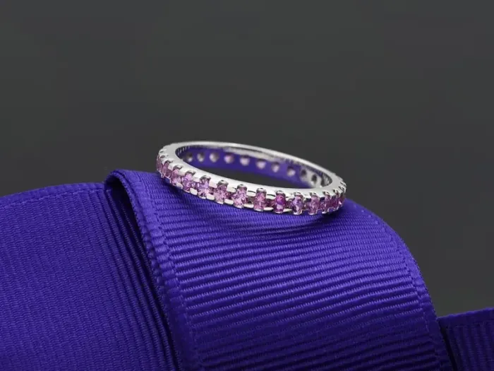 Eternity Ring in White Gold with Pink Sapphires