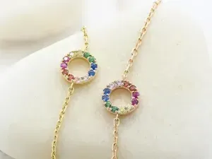 Pulseira de Ouro Rosa con Circonitas