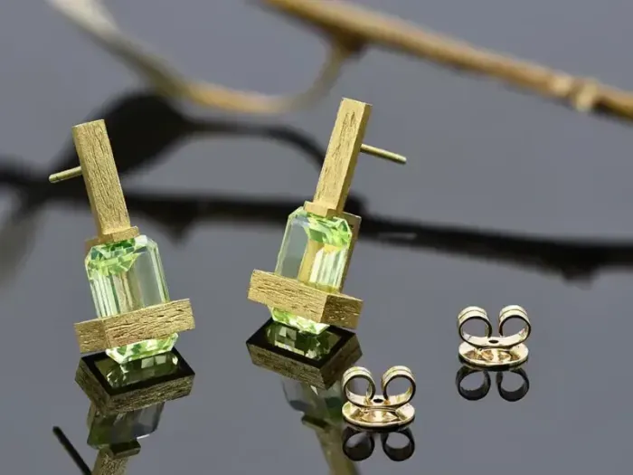 Frank Lloyd Wright Earrings in Gold with Chrysoberyl