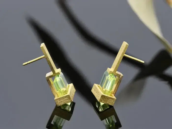 Frank Lloyd Wright Earrings in Gold with Chrysoberyl