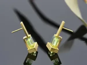 Frank Lloyd Wright Earrings in Gold with Chrysoberyl