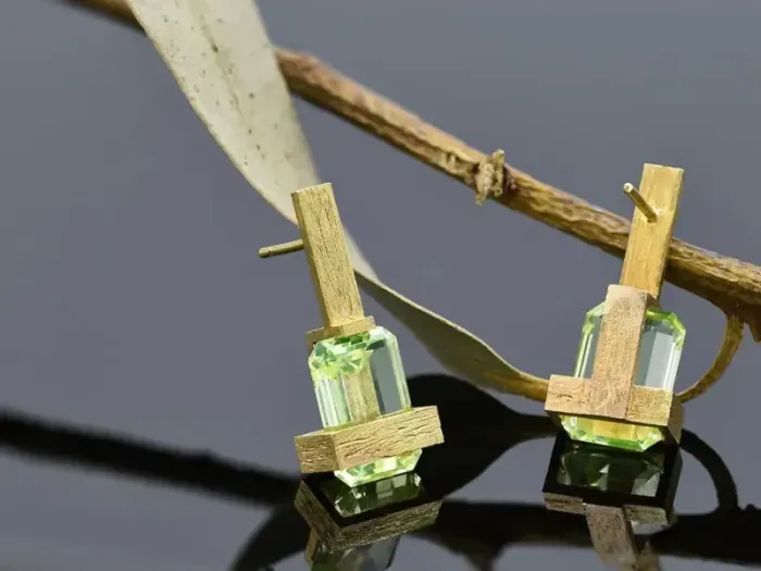 Frank Lloyd Wright Earrings in Gold with Chrysoberyl