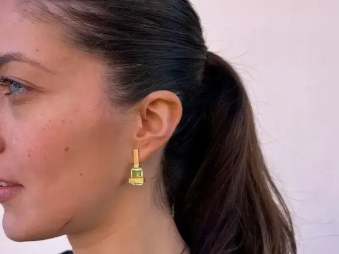 Frank Lloyd Wright Earrings in Gold with Chrysoberyl