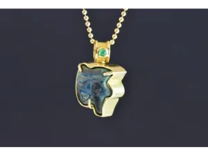 18K Gold Pendant with Antique Amulet