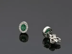 Pendientes de Oro con Diamantes y Esmeralda