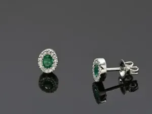 Pendientes de Oro con Diamantes y Esmeralda