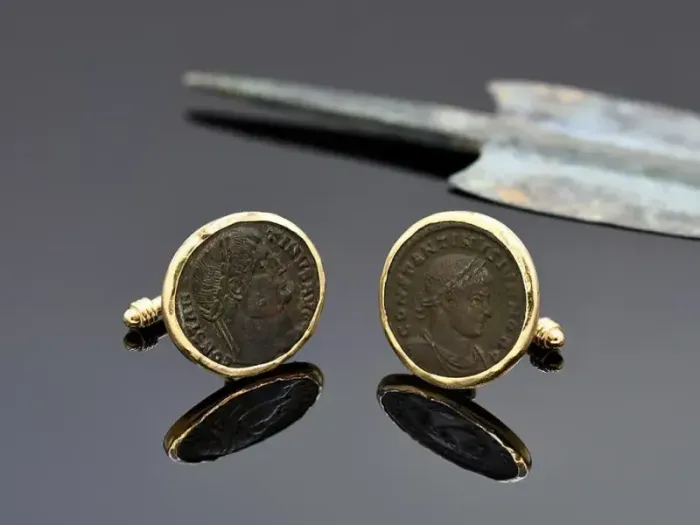 Cufflinks with Ancient Roman Coins