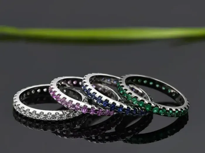 Eternity Ring in White Gold with Emeralds