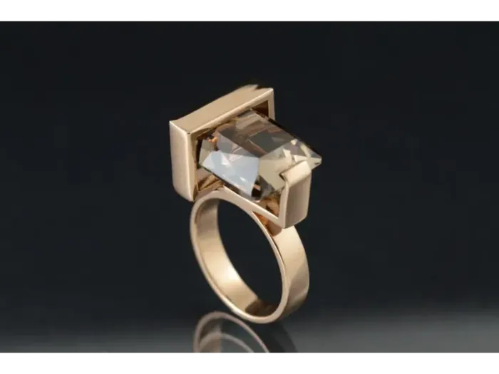 Frank Lloyd Wright Rose Gold Ring with Topaz