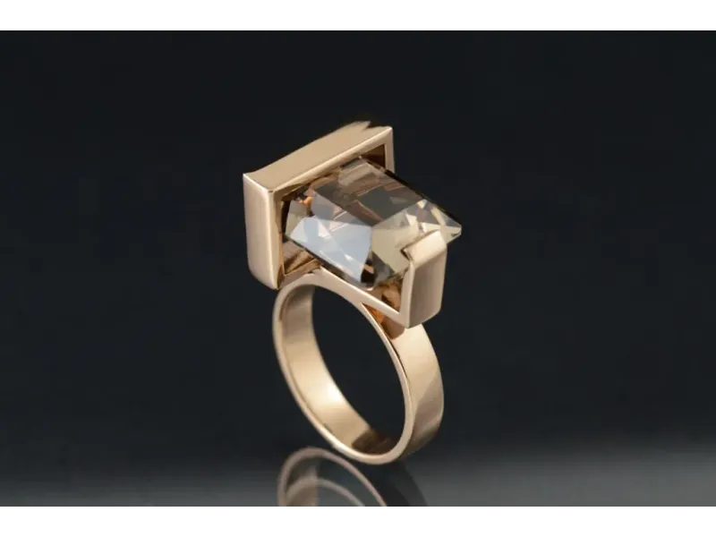 Anillo Frank LLoyd-Wright de Oro Rosa con Topacio