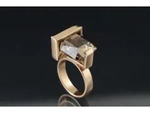 Anillo Frank LLoyd-Wright de Oro Rosa con Topacio