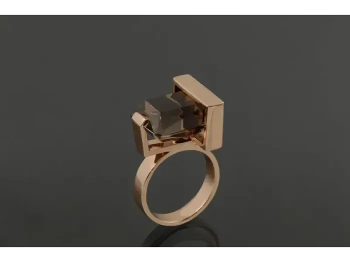 Frank Lloyd Wright Rose Gold Ring with Topaz