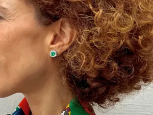 Pendientes de Oro con Esmeraldas y Diamantes