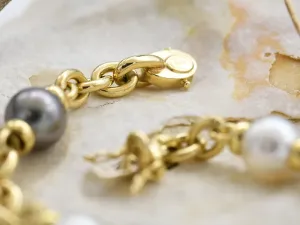 18K Gold Bracelet with Australian and Tahitian Pearls