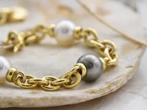 18K Gold Bracelet with Australian and Tahitian Pearls