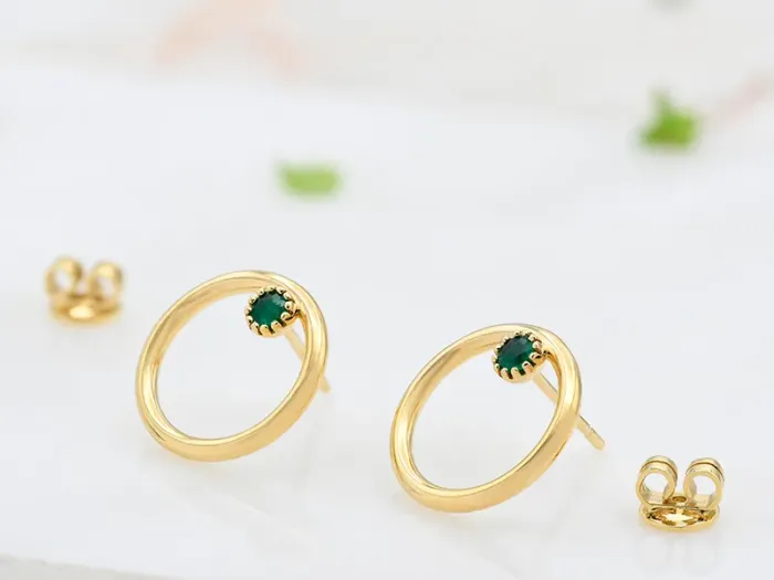 18K Gold Earrings with Emeralds