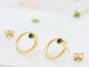 18K Gold Earrings with Emeralds