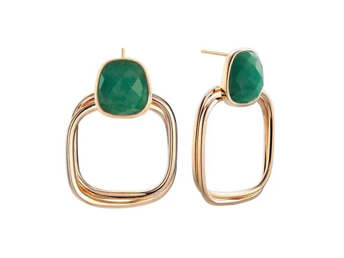 Silver Earrings with Faceted Aventurine
