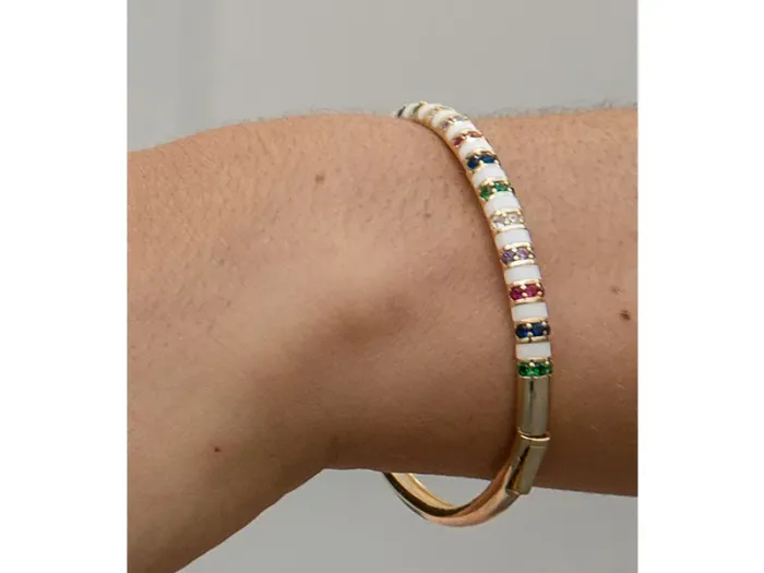 Pulseira de Prata e Circonitas Multicolor