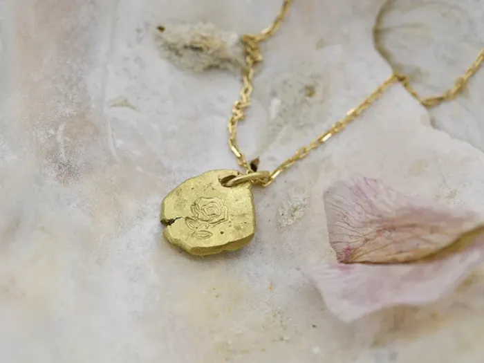 Gold Pendant with Rose