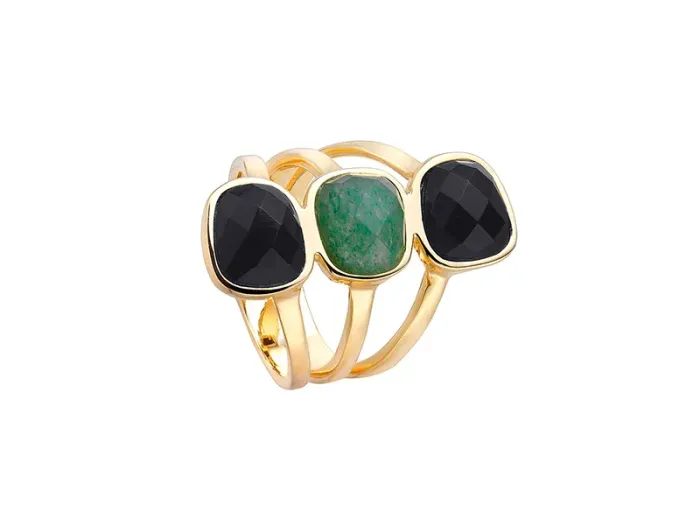 Silver Ring with Agate and Aventurine