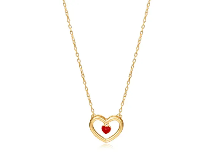 Silver Necklace with Heart-Shaped Pendant