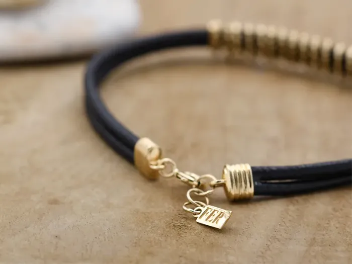 Gold and Leather Bracelet