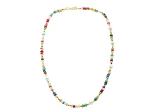 Colar de Prata con Pedras Naturais Multicolor