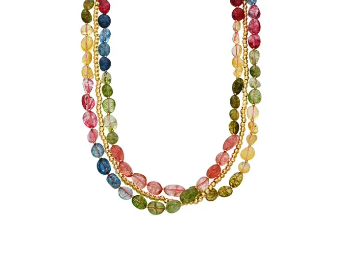 Collar de Plata con Piedras de Colores