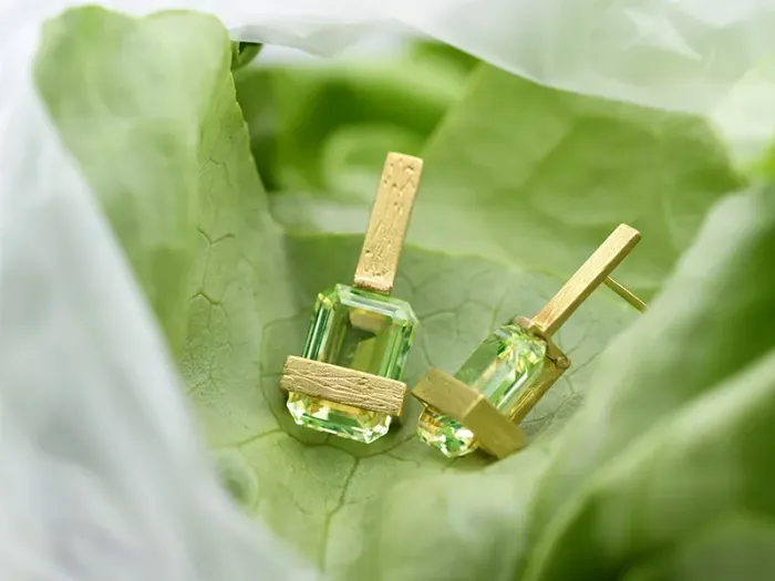 Pendientes Frank Lloyd-Wright de Oro con Crisolita