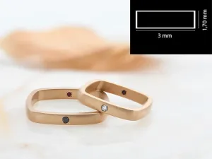 Alianza Cadrada de Ouro Rosa Mate con Diamante