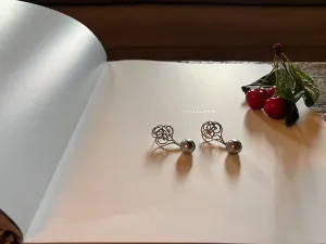 Pendientes Mencía de Oro Blanco con Diamantes y Perla de Tahití