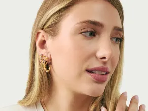 Aros de Plata Dorada con Piedras