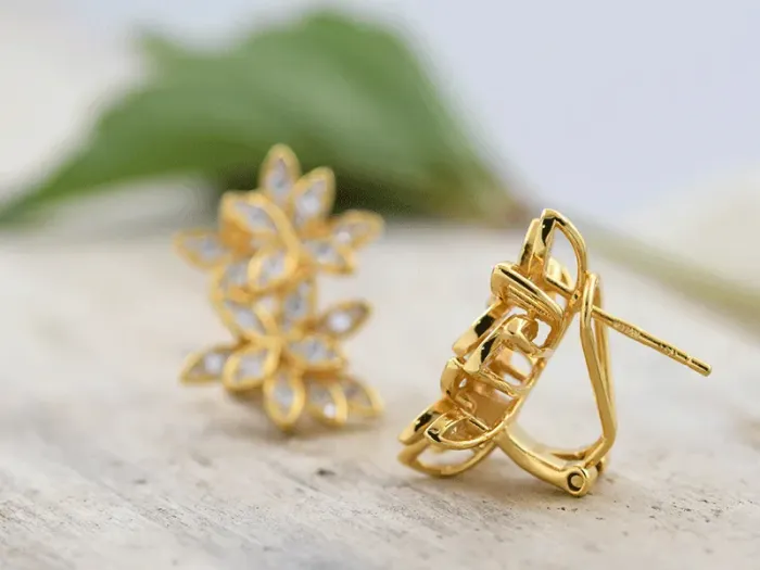 Gold-plated Silver Earrings with Cubic Zirconia