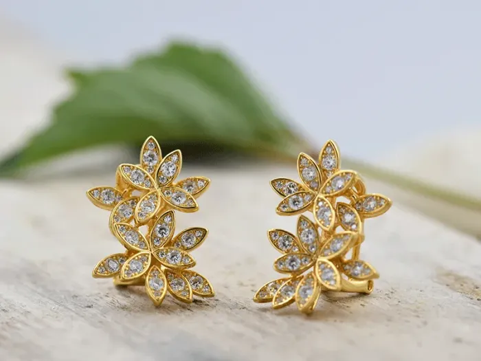 Gold-plated Silver Earrings with Cubic Zirconia