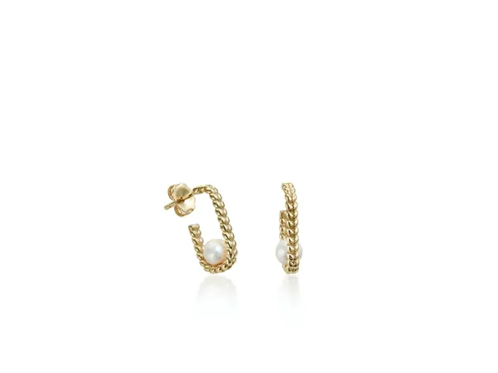 Pendientes de Plata Dorada con Perla