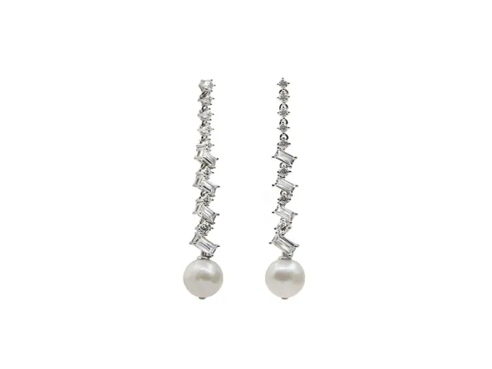Pendientes de Plata con Circonitas y Perla