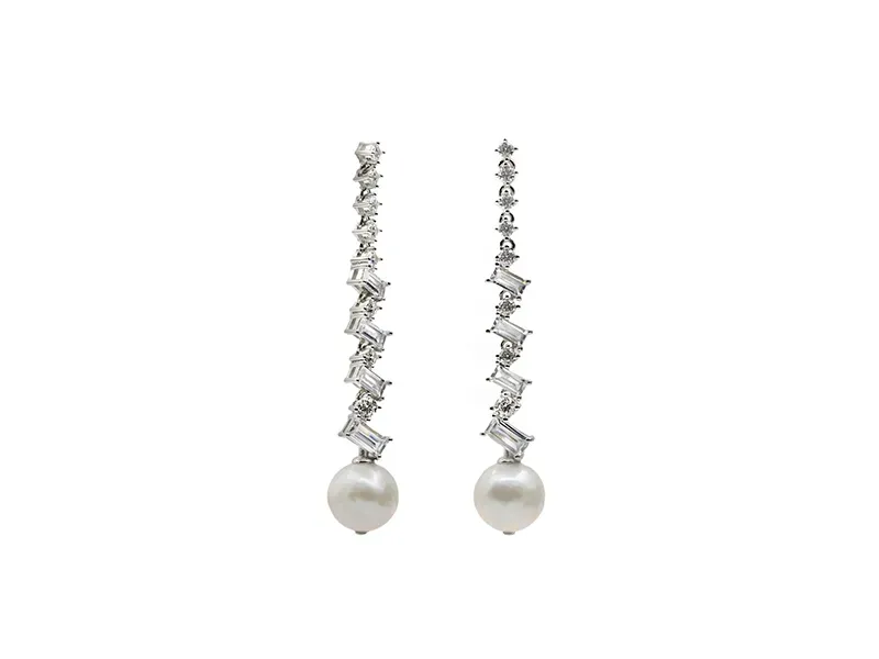 Pendientes de Plata con Circonitas y Perla