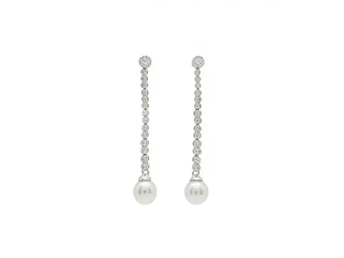 Pendientes de Plata con Circonitas y Perla