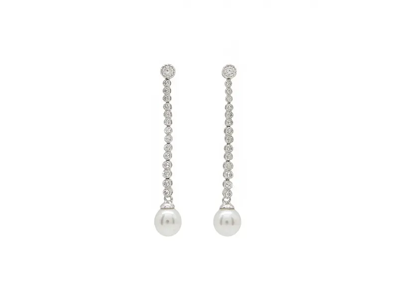 Pendientes de Plata con Circonitas y Perla