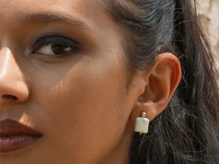 Pendientes de Plata Dorada con Perla